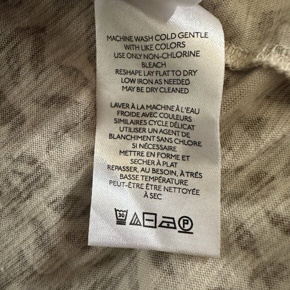 Anthropologie Pilcro Shirt Medium Short Sleeve Beige Leopard Floral Boho Mobwife - Picture 10 of 10